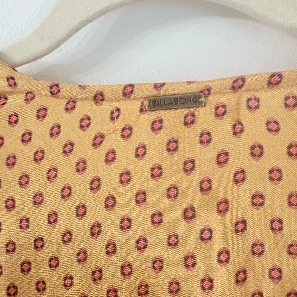 Billabong Divine Day Golden 70's Vibe Wrap Mini Dress Bell Sleeve Womens sz M - Picture 7 of 8